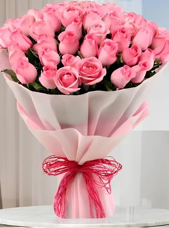 50 Adet Pembe Gül Buketi