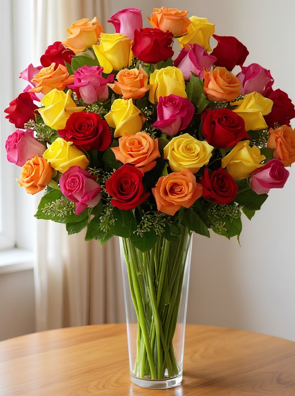 Vazoda Sarı ve Kırmızı Güller